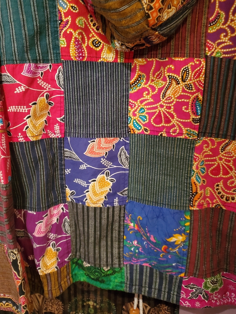 Boho Vintage Multicolor Patchwork Hoodie~β‘ - Picture 6 of 15